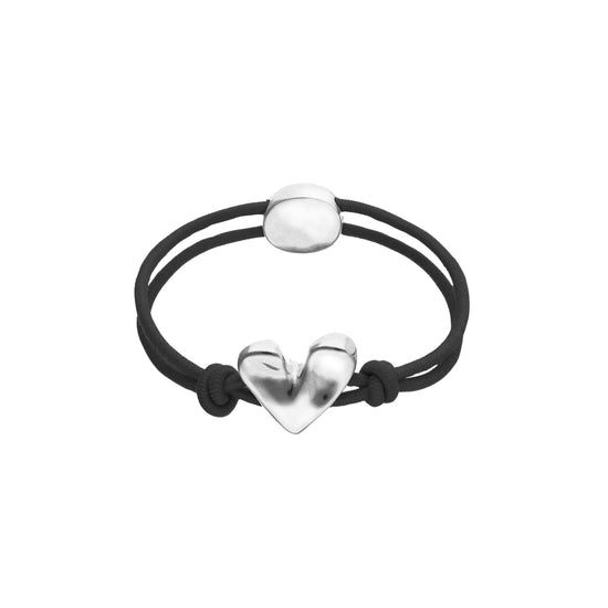 Bracciale cordino Uno De 50 Pálpito in tessuto nero con cuore REGOLABILE