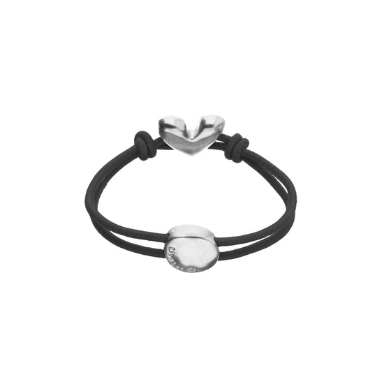 Bracciale cordino Uno De 50 Pálpito in tessuto nero con cuore REGOLABILE