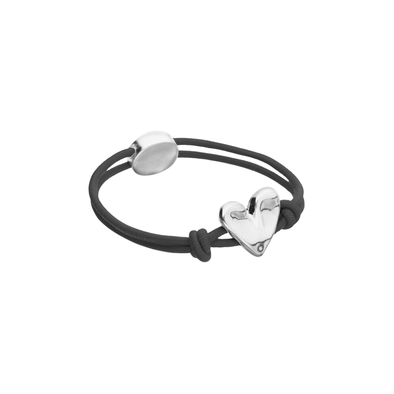 Bracciale cordino Uno De 50 Pálpito in tessuto nero con cuore REGOLABILE