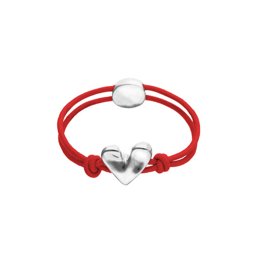 Bracciale cordino Uno De 50 Pálpito in tessuto rosso con cuore REGOLABILE