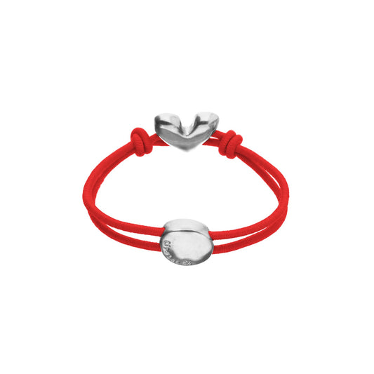 Bracciale cordino Uno De 50 Pálpito in tessuto rosso con cuore REGOLABILE