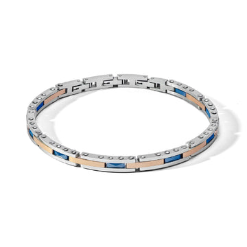 Bracciale catena Comete Ceramik da uomo in acciaio rosé con ceramica blu UBR1151-1