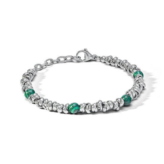 Bracciale catena Comete District da uomo in acciaio con malachite verde grande UBR1161-1