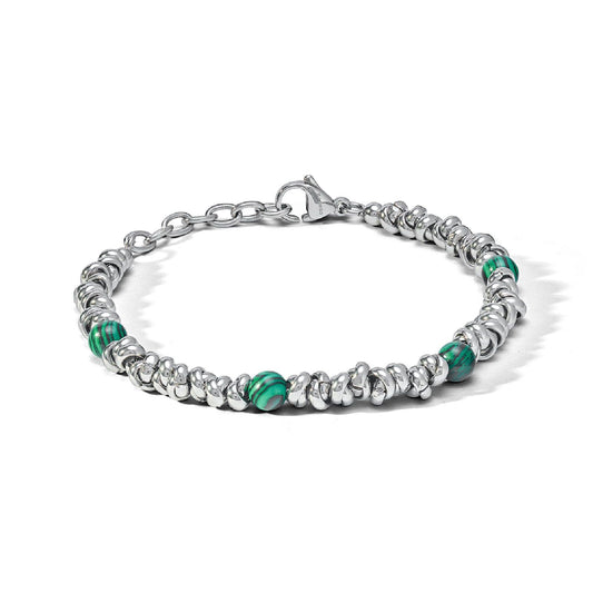 Bracciale catena Comete District da uomo in acciaio con malachite verde grande UBR1161-1