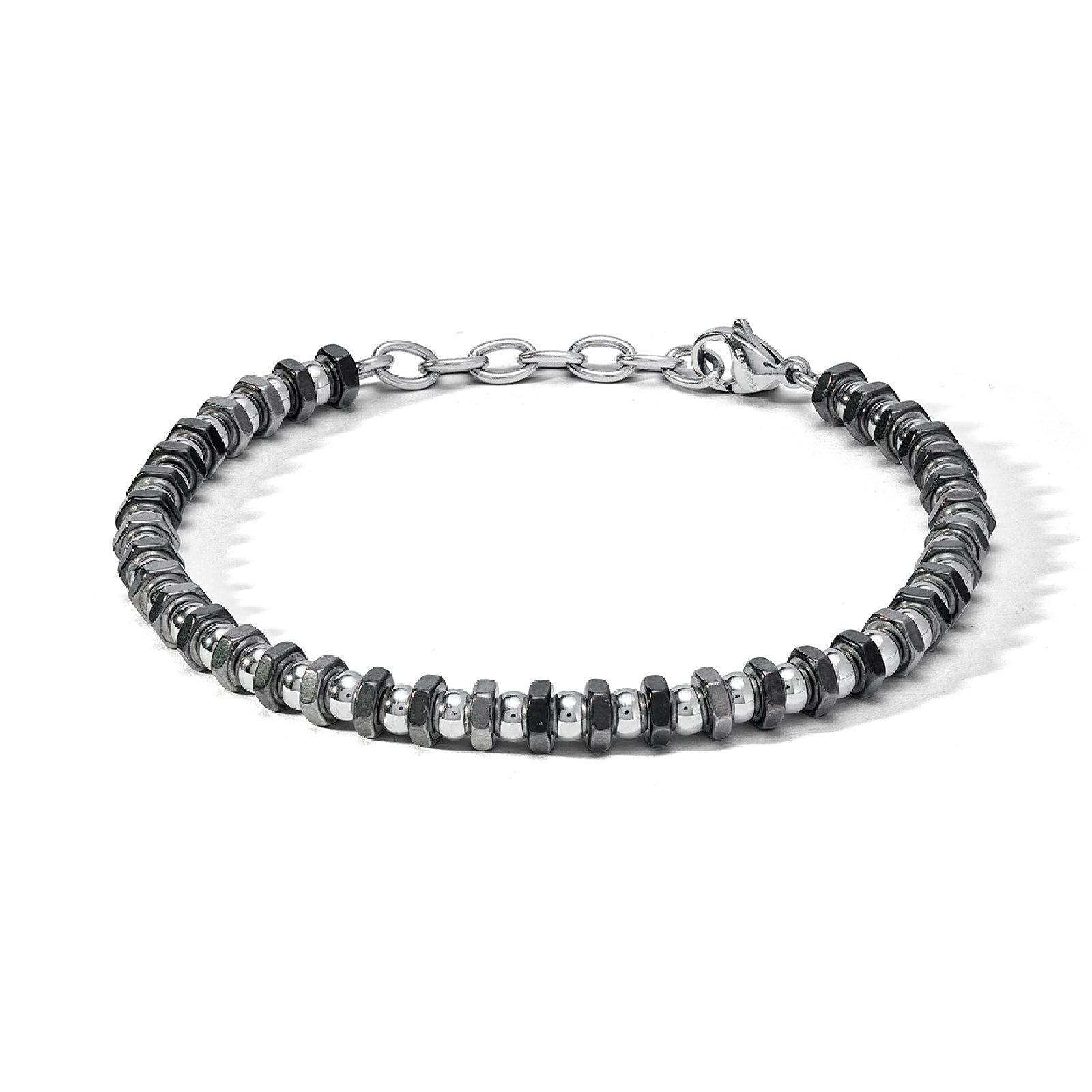 Bracciale catena Comete District da uomo in acciaio con rondelle colore nero UBR1167-1