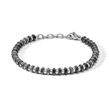 Bracciale catena Comete District da uomo in acciaio con rondelle colore nero UBR1167-1