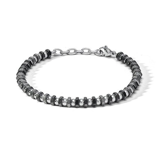 Bracciale catena Comete District da uomo in acciaio con rondelle colore nero UBR1167-1