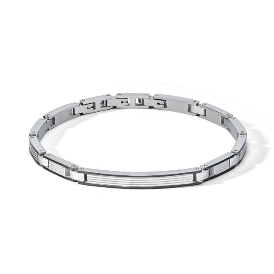 Bracciale catena Comete Texture da uomo con pvd nero ai bordi delle maglie UBR1170-1