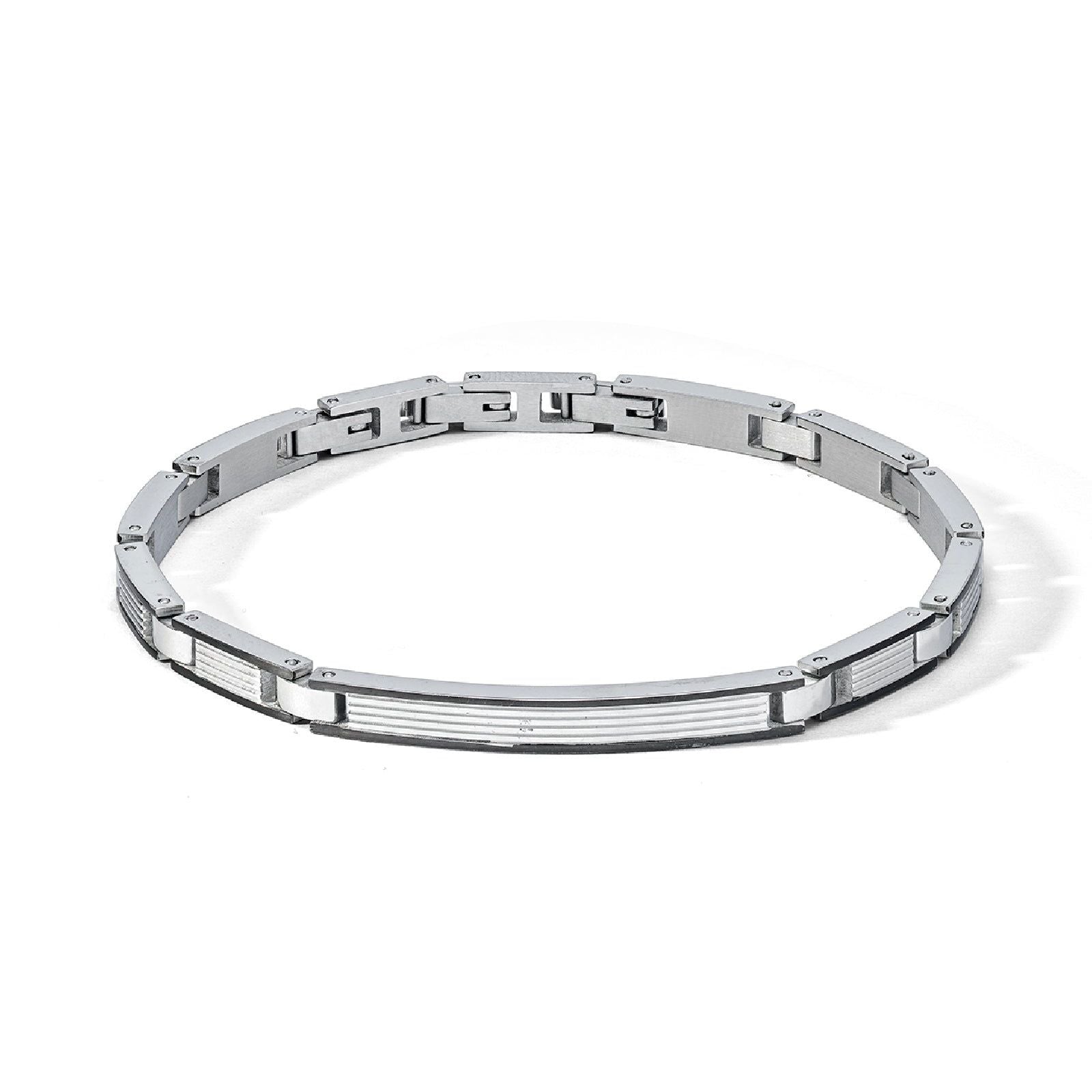 Bracciale catena Comete Texture da uomo con pvd nero ai bordi delle maglie UBR1170-1