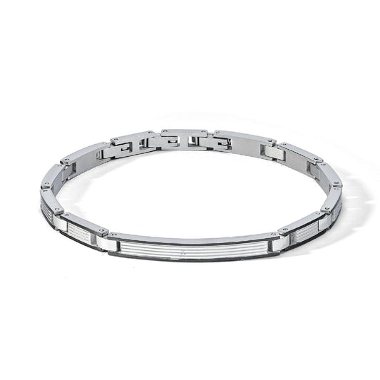 Bracciale catena Comete Texture da uomo con pvd nero ai bordi delle maglie UBR1170-1