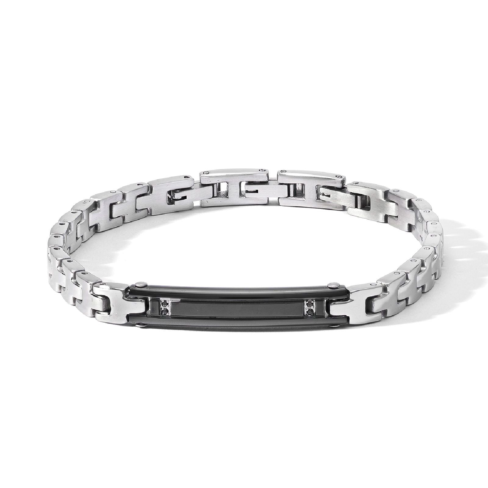 Bracciale uomo Comete Basic in acciaio nero e zirconi neri UBR1192-1