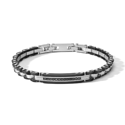 Bracciale uomo Comete Costellation in acciaio nero e zirconi neri UBR1202-1