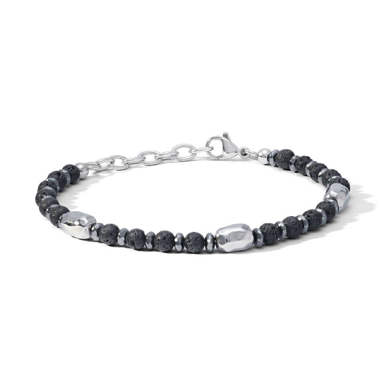 Bracciale uomo Comete District acciaio con pietre lavica ed ematite UBR1206-1