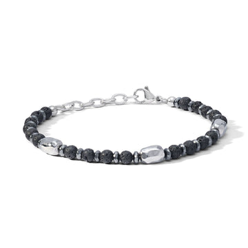 Bracciale uomo Comete District acciaio con pietre lavica ed ematite UBR1206-1