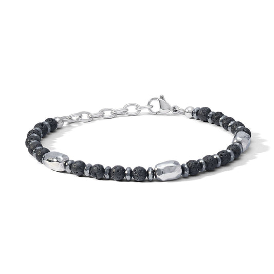 Bracciale uomo Comete District acciaio con pietre lavica ed ematite UBR1206-1