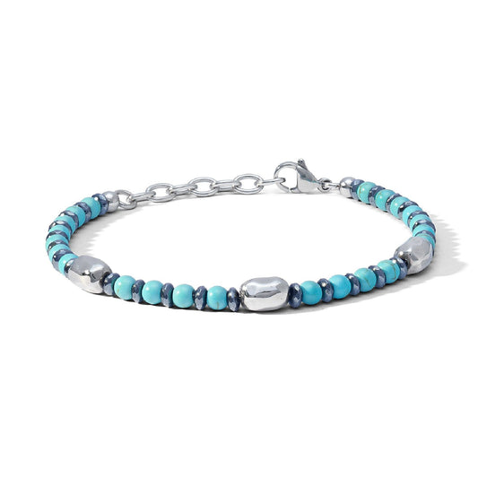 Bracciale catena uomo Comete District in acciaio con turchese ed ematite UBR1208-1