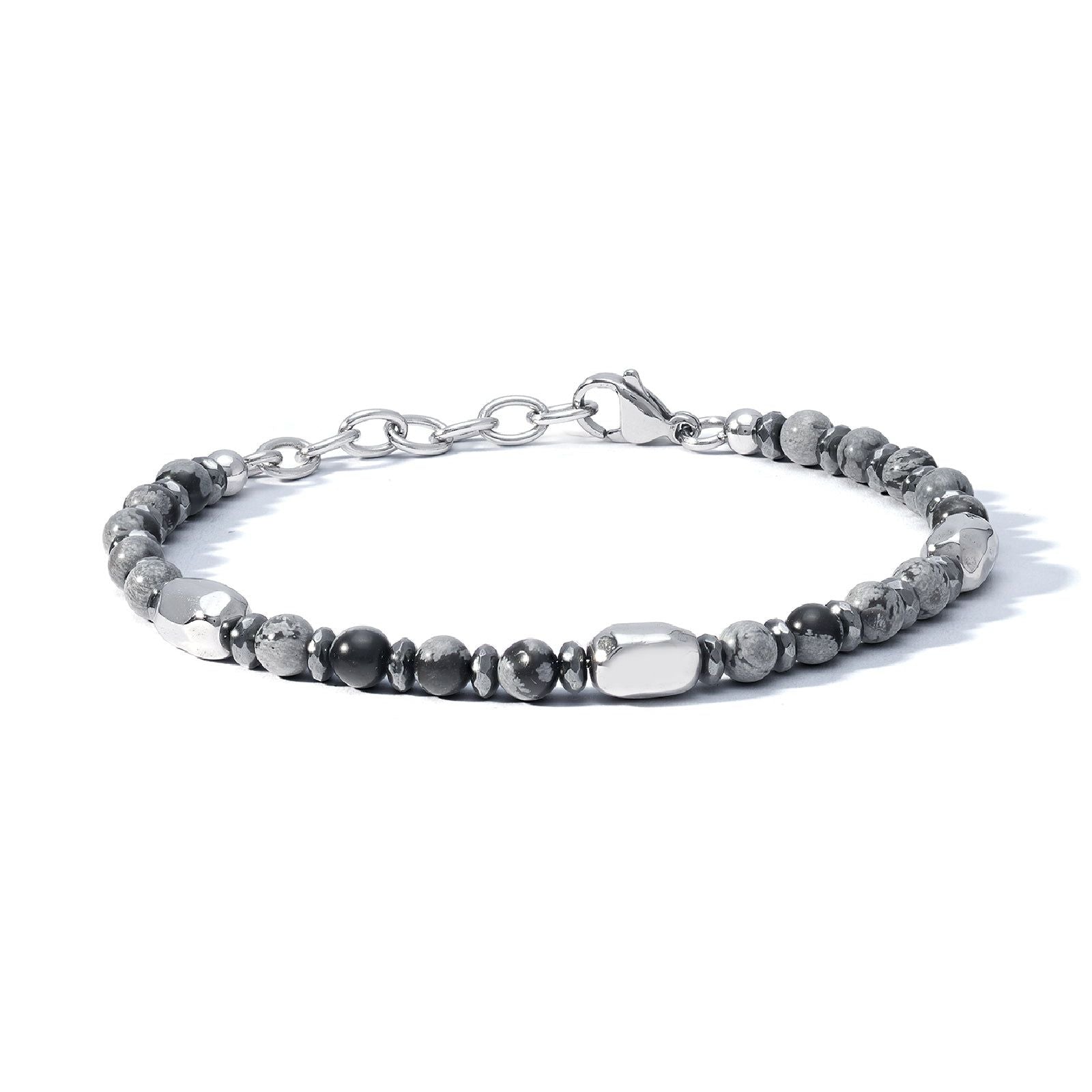 Bracciale catena uomo Comete District in acciaio con rodocrosite ed ematite UBR1210-1