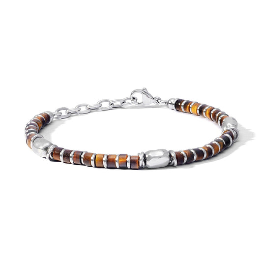Bracciale catena uomo Comete District in acciaio con occhio di tigre ed ematite UBR1213-1