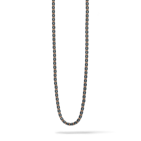 Collana girocollo Comete Mineral da uomo in acciaio rosé con ematite nera UGL733-1