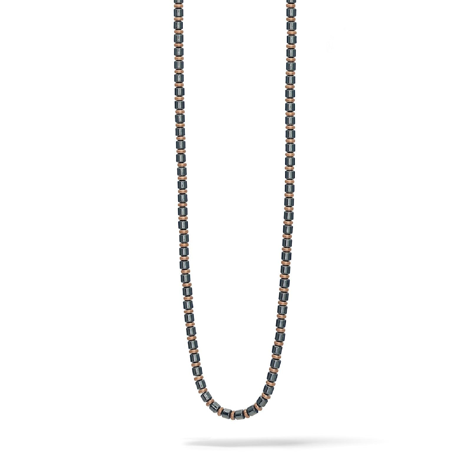 Collana girocollo Comete Mineral da uomo in acciaio rosé con ematite nera UGL733-1