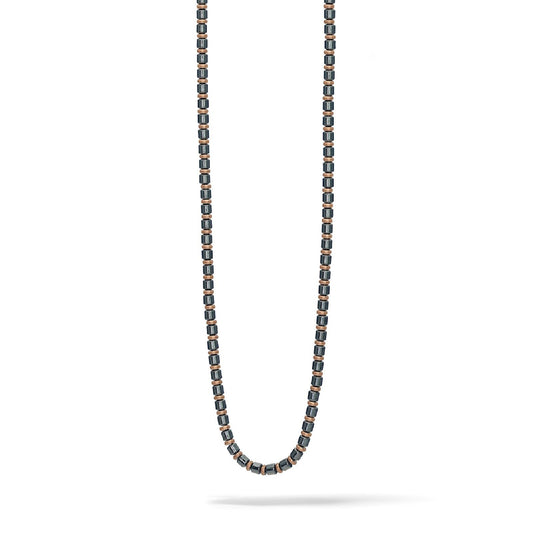 Collana girocollo Comete Mineral da uomo in acciaio rosé con ematite nera UGL733-1