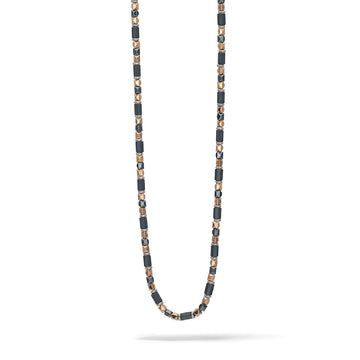 Collana Comete Mineral da uomo acciaio rosé con ematite nera lucida e sabbiata UGL734-1