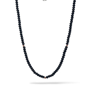 Collana girocollo con pietre Comete Black Star da uomo realizzato in argento 925 con sfere rosé e spinelli neri UGL739