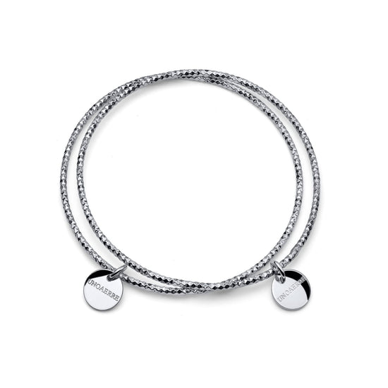 Bracciale rigido Unoaerre diamantato in bronzo argentato diametro 6,8 cm
