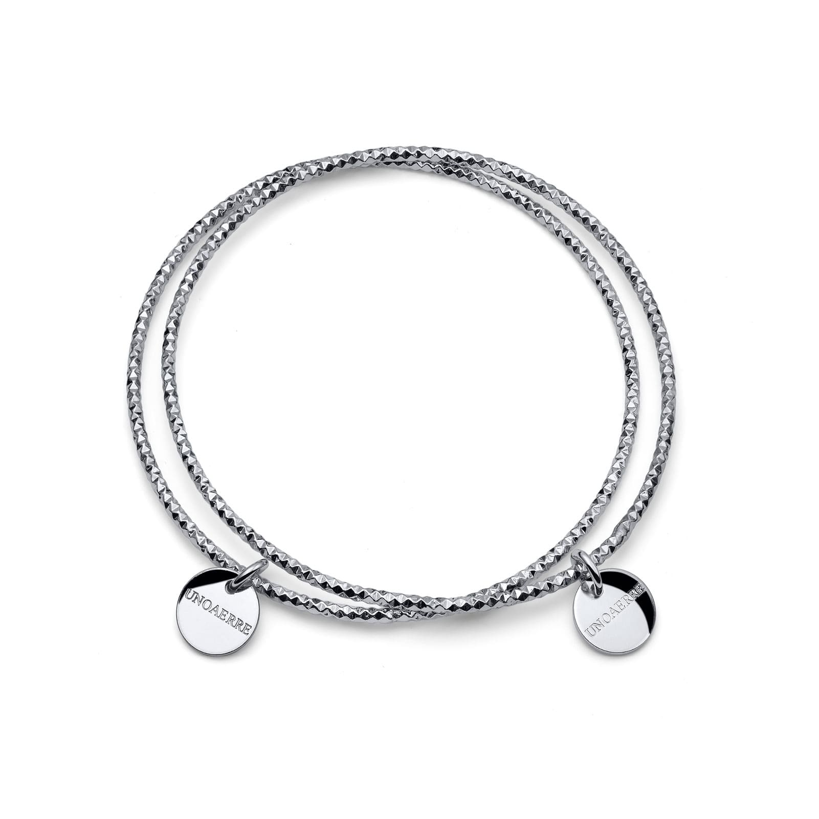 Bracciale rigido Unoaerre diamantato in bronzo argentato diametro 6,8 cm