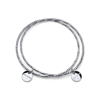 Bracciale rigido Unoaerre diamantato in bronzo argentato diametro 6,8 cm