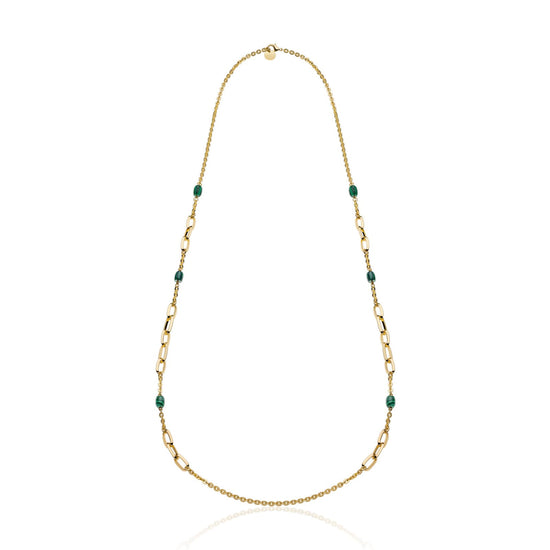 Collana lunga Unoaerre Essenza in bronzo dorato con malachite MISURA UNICA