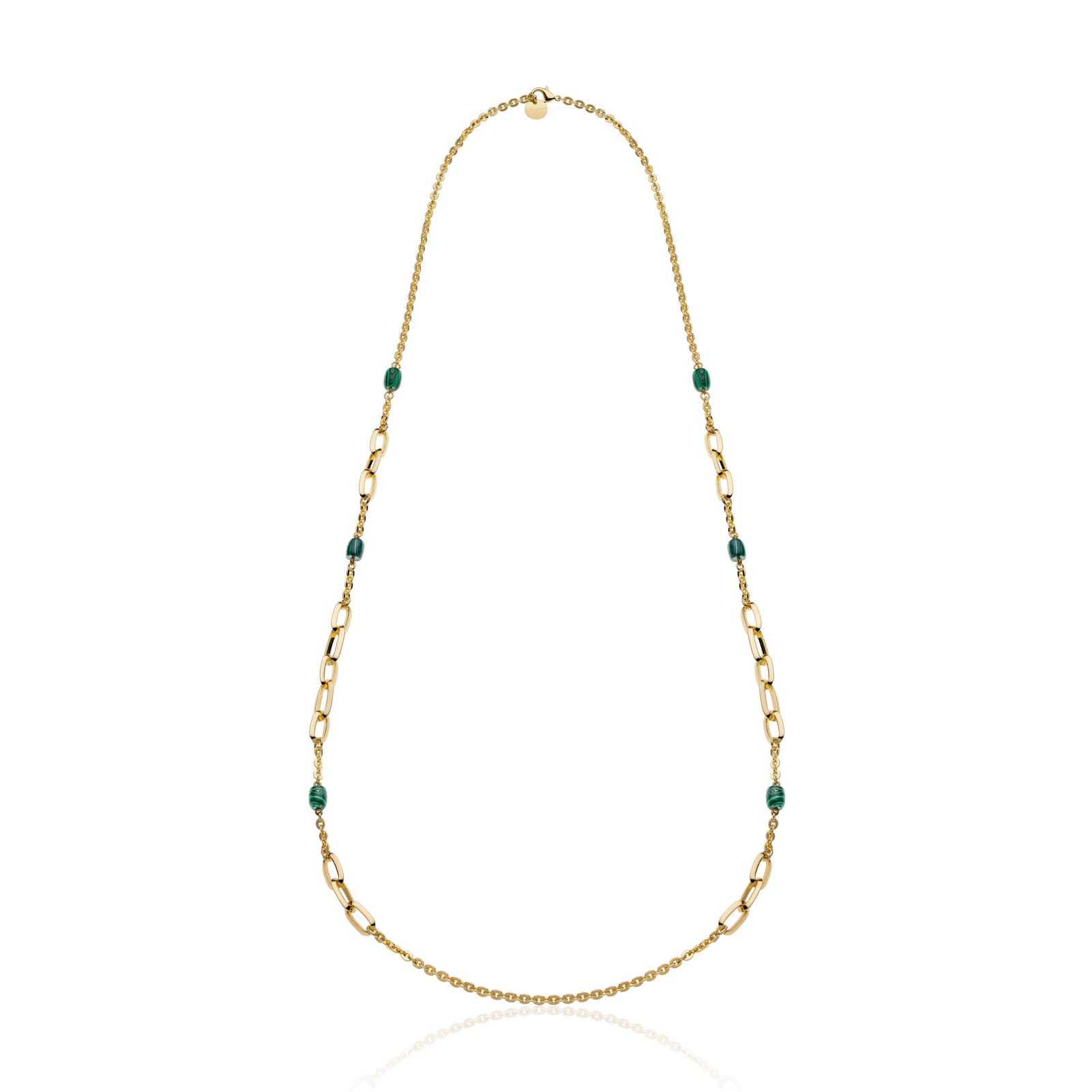 Collana lunga Unoaerre Essenza in bronzo dorato con malachite MISURA UNICA