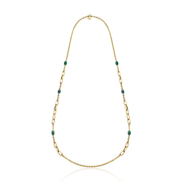 Collana lunga Unoaerre Essenza in bronzo dorato con malachite MISURA UNICA