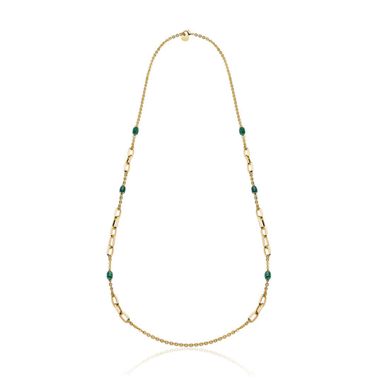 Collana lunga Unoaerre Essenza in bronzo dorato con malachite MISURA UNICA