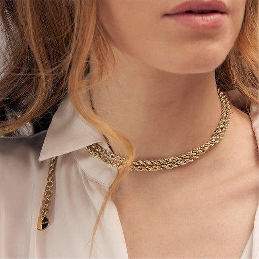 Collana girocollo a corda spessa Unoaerre in bronzo dorato MISURA UNICA