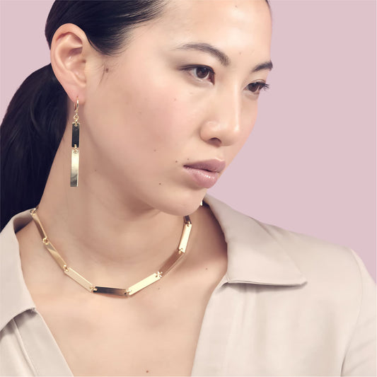 Collana Unoaerre in bronzo dorato con maglie piatte MISURA UNICA