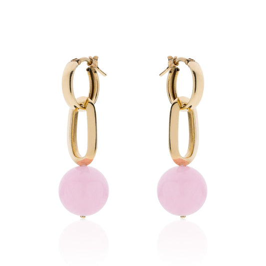Orecchini Uonaerre in bronzo dorato con perla rosa MISURA UNICA