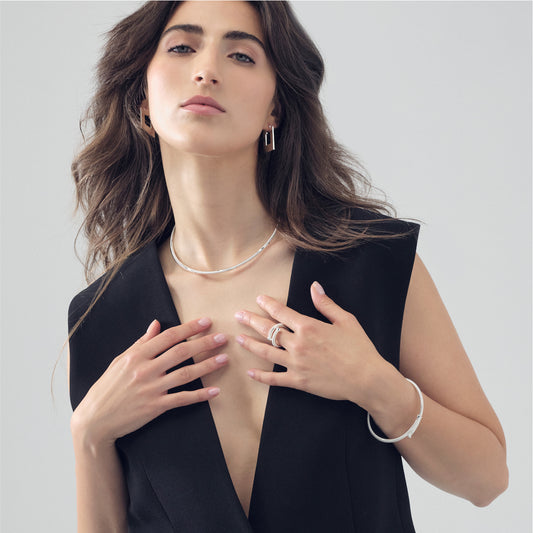 Collana girocollo donna Unoaerre in bronzo rodiato a catena MISURA UNICA