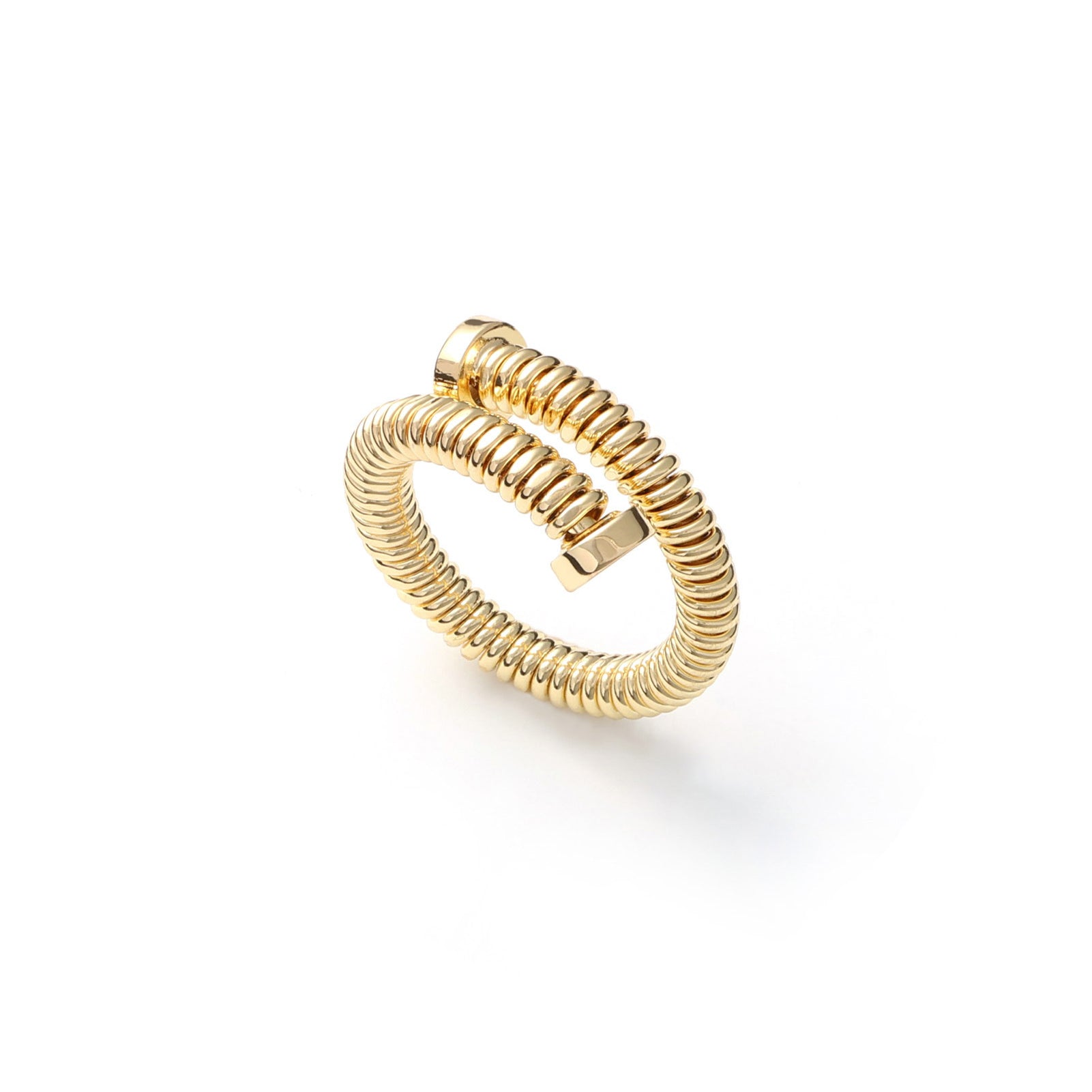 Anello contrarié donna Unoaerre in bronzo dorato con bulloni Regolabile dalla 14 alla 16