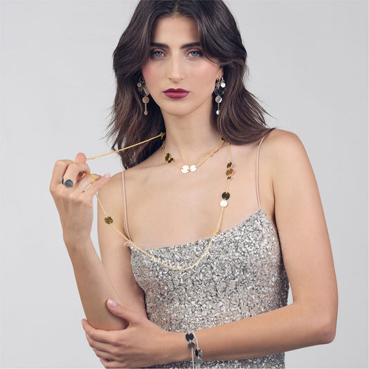 Collana lunga Unoaerre Dinamica in bronzo dorato da donna MISURA UNICA