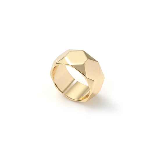Anello a fascia donna Unoaerre in bronzo dorato con esagoni Regolabile dalla 14 alla 16