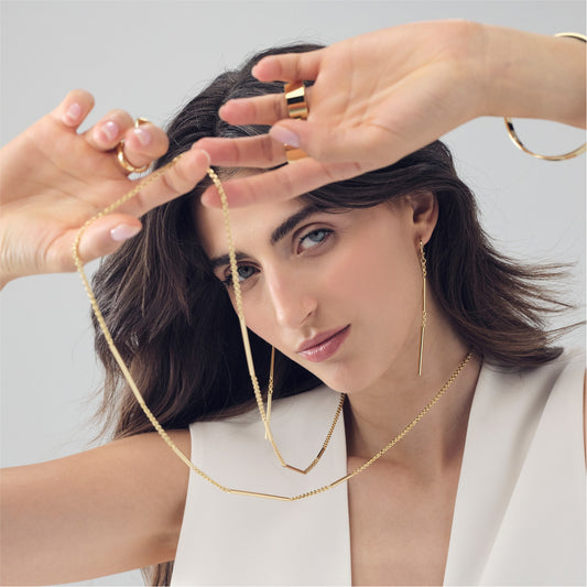 Collana lunga a catena da donna Unoaerre in bronzo dorato