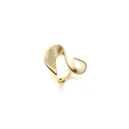 Anello sinuoso grande da donna Unoaerre in bronzo dorato Regolabile dalla 14 alla 16