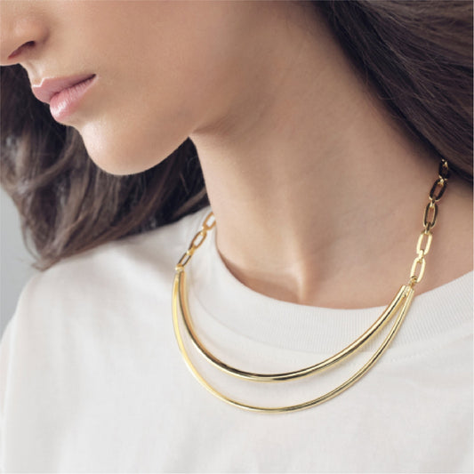 Collana rigida da donna Unoaerre in bronzo dorato liscio