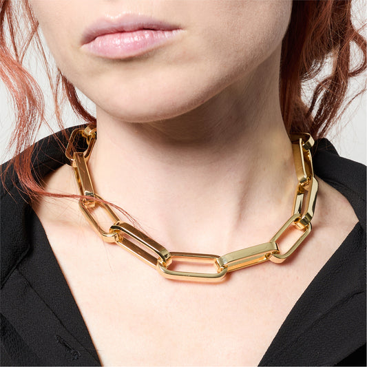 Collana girocollo Unoaerre in bronzo dorato maglie spesse