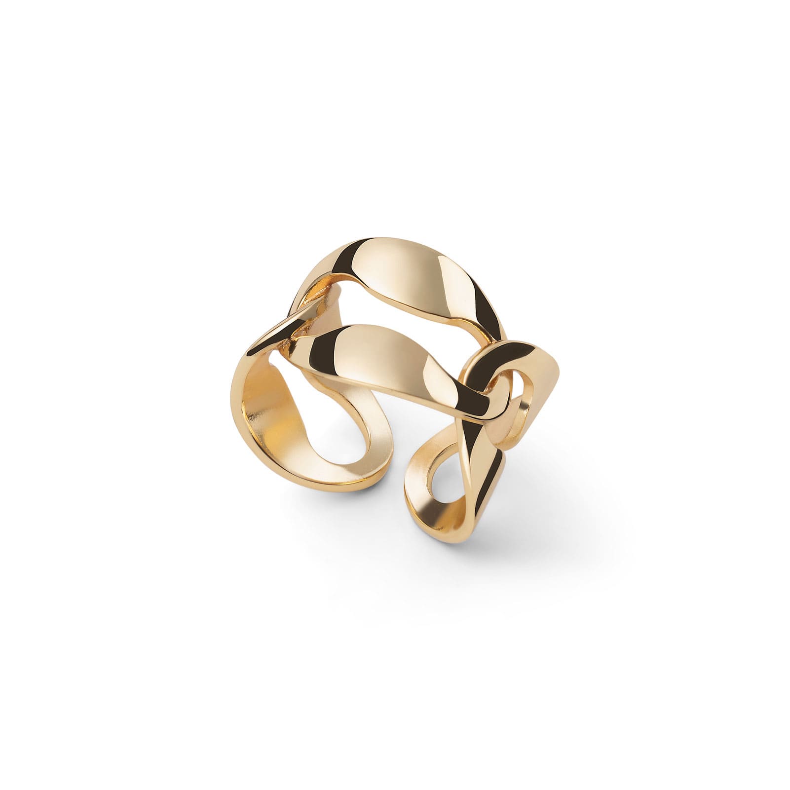 Anello Unoaerre Dinamica con maglia marina in bronzo dorato REGOLABILE