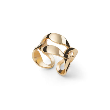 Anello Unoaerre Dinamica con maglia marina in bronzo dorato REGOLABILE