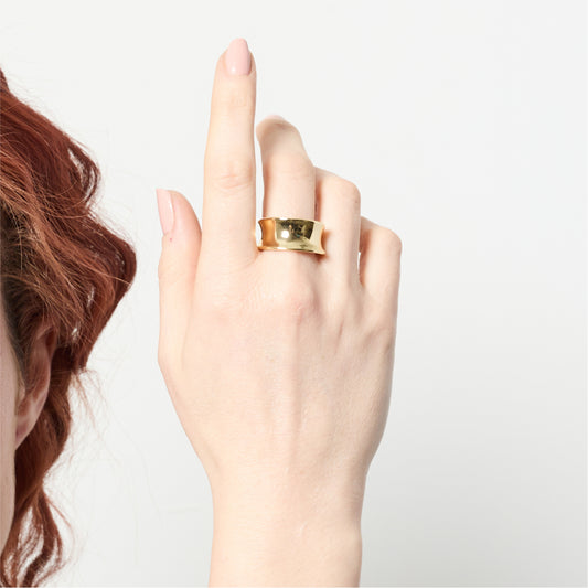 Anello a fascia sottile da donna Unoaerre in bronzo dorato