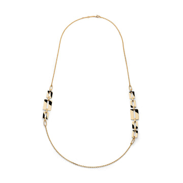 Collana lunga Unoaerre bronzo dorato con elementi quadrati MISURA UNICA