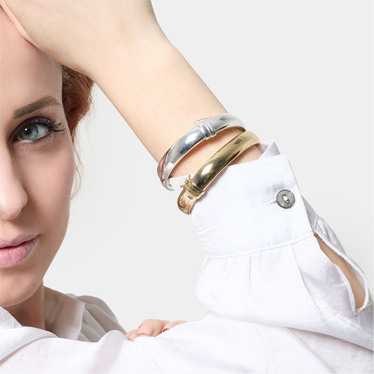 Bracciale rigido Unoaerre fascia bombata in bronzo argentato 19 cm